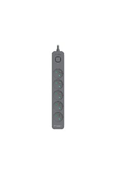 Tracer Power Line+ 5.0 m Graphite Surge Protection Strip (5 sockets)