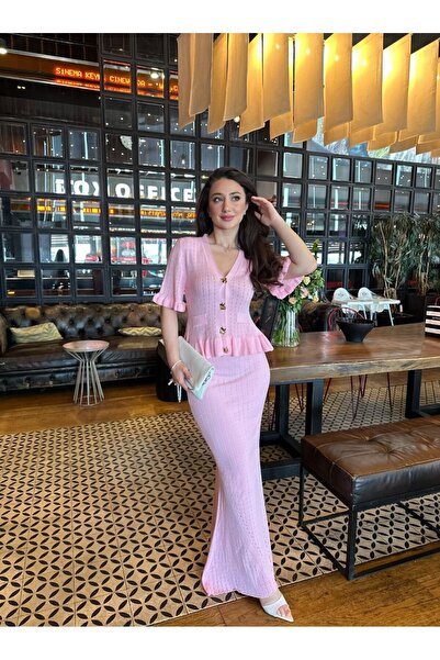 Abalı Yeni sezon kışlık etekli 2li takım Yumuşak triko majbur.Lazanya model