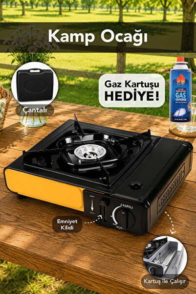 Fischer Emniyet Kilitli Kamp Ocağı - Taşıma Çantalı Sarı Tekli Ocak 1 Adet Ga...
