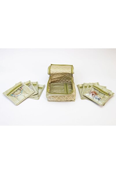 Generic Square Satin Jewellery Storage Bag with 10 Separate pouches inside/tr...