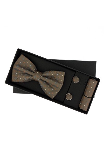 ButicCochet 3-piece set, bow tie, cufflinks and handkerchief, for men, Brown ...