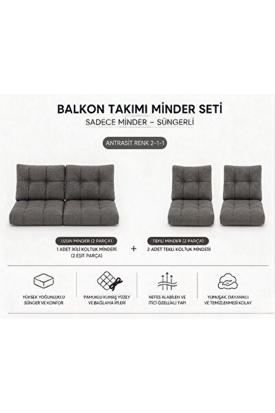 Modern Style Home 2-1-1 Fermuarlı Balkon Minderi-Leke Tutmaz - İçidolu Minder