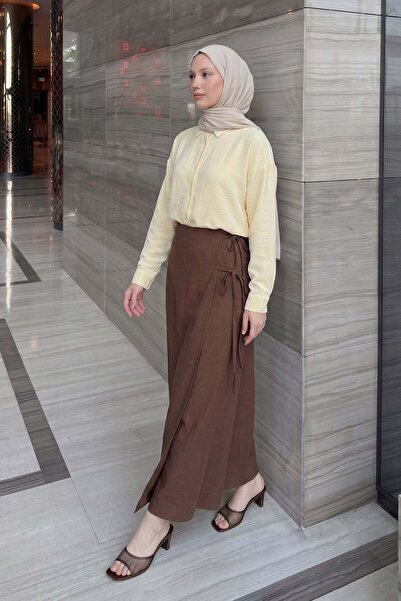 Salih Çelebi One-piece criss-cross skirt 2356 - taba