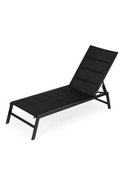 MultiGarden Șezlong de grădină reglabil, cadru metalic, negru HOM010660