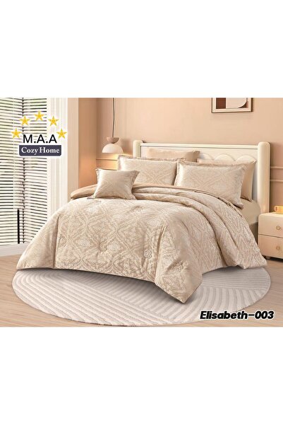 M.A.A Cozyhome Nefirin Jacquard Embroidered Bridal Padded Bedspread-7 Pieces-...