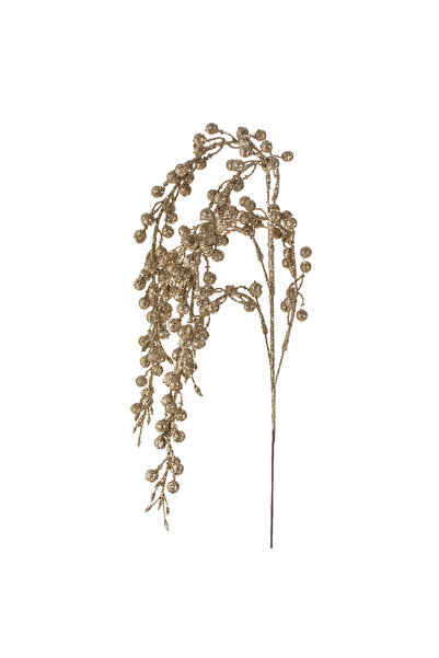 Zumzeria Champagne Beige Christmas Decorative Branch with Glitter Fruits 90cm