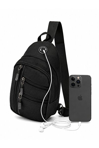 ZERVA QUEEN Unisex Black Functional Chest and Shoulder Bag - Functional Bag w...