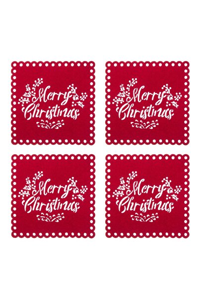 Zumzeria Christmas Cup Holder Red Message 12cm - 4pcs