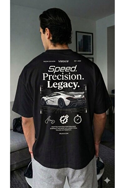 LELVANİ Men's Speed Precision Legacy Sports Car Printed T-Shirt