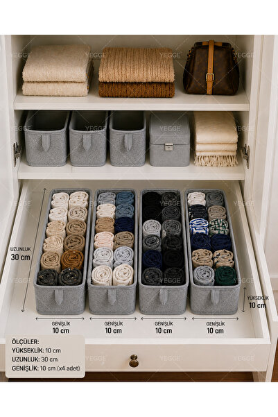 YEGGE 30X10Cm Drawer and Closet Organizer, Scarf Organizer, Foldable Sock and...