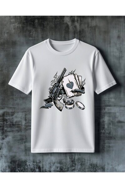 COMVİCHO Playing Card Printed Oversize T-Shirt