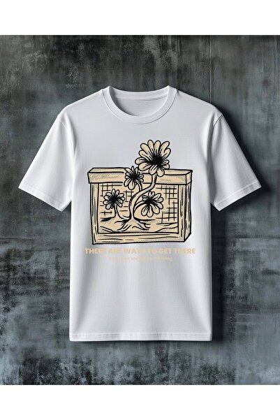 COMVİCHO There Are Ways Cicek Saksisi Printed Oversize T-Shirt