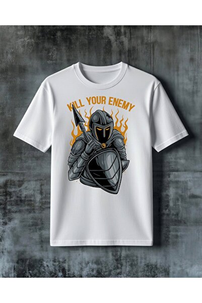 COMVİCHO Kill Enemy Savasci Printed Oversize T-Shirt