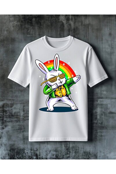 COMVİCHO Tavsan Goz Gomlek Printed Oversize T-Shirt
