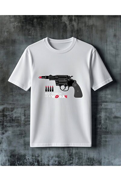 COMVİCHO Revolver Red Lipstick Printed Oversize T-Shirt