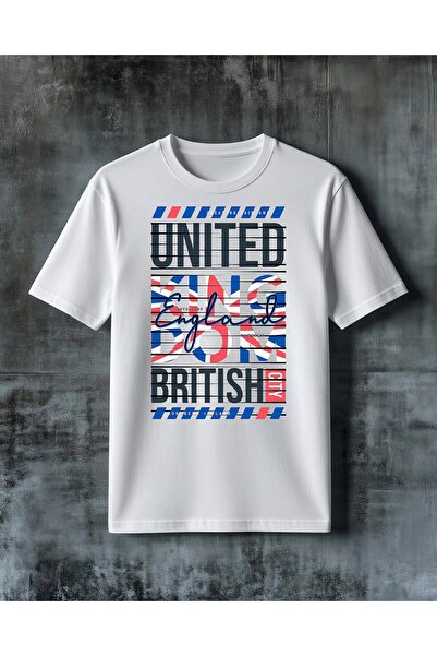 COMVİCHO تي شيرت مطبوع عليه United England British City مقاس كبير