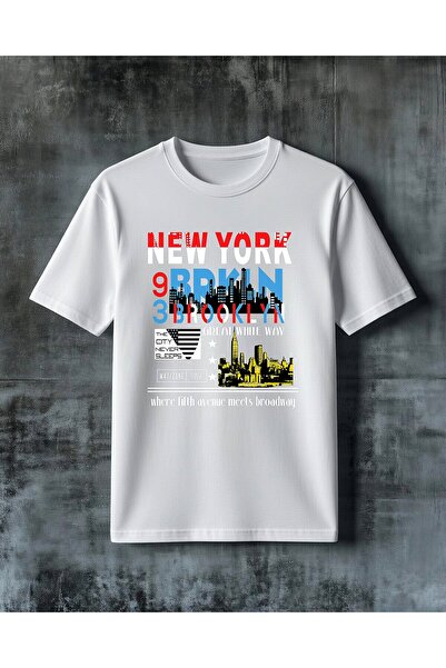 COMVİCHO Newyork Brooklyn 3 Printed Oversize T-Shirt