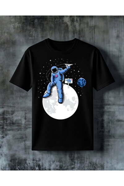 COMVİCHO Astronaut I Miss You Printed Oversize T-Shirt