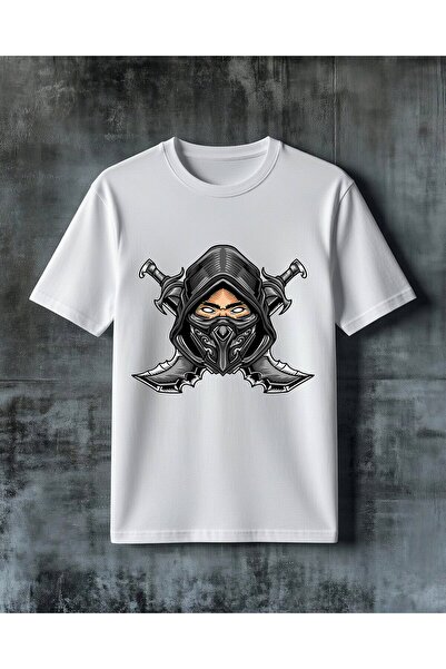 COMVİCHO Black Mask Demon Horn Printed Oversize T-Shirt