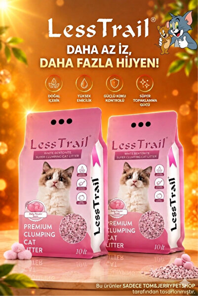 Less Trail Tom&JerryPetshop - Bebek Pudra Kokulu 10 Lt x 2 ADET Kedi Kumu