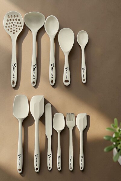 Multiamo Heat Resistant 11 Pcs Silicone Spatula Ladle Spoon Colander Dowry Set
