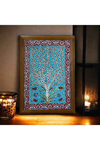 Berra Ceramic El Yapımı Hayat Ağacı Desenli Dekoratif Karo Tablo 40x60 cm, Ah...