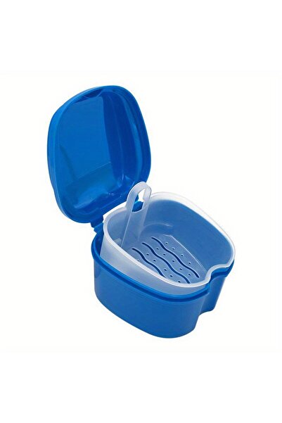 choice2 Deep Blue Denture Bath Box Organizer Dental False Teeth Storage Box w...