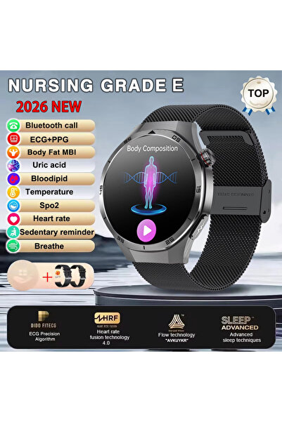 Choice3 ساعة ذكية جديدة 2026 بحزام شبكي أسود 2A، تشخيص على مدار 24 ساعة، تحلي...