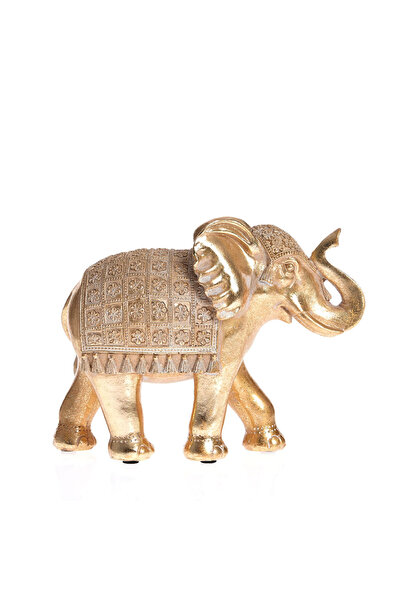 meli melo Statueta decorativa elefant auriu cu detalii orientale, 20 cm