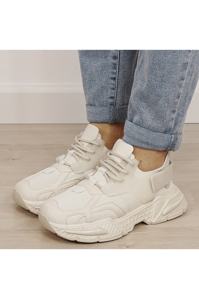 SOFILINE Adidași albi-bej cu talpă groasă 8961 M2