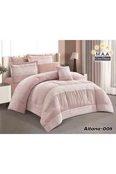 M.A.A Cozyhome مفرش سرير مزدوج جاكار عرائسي 7 قطع - طقم لحاف نفرين جاكار ناعم...