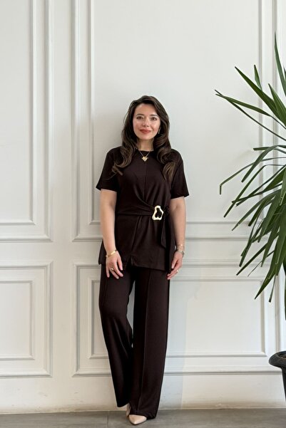 yb yağmur butik Short Sleeve Tie-Detail Buckle Suit