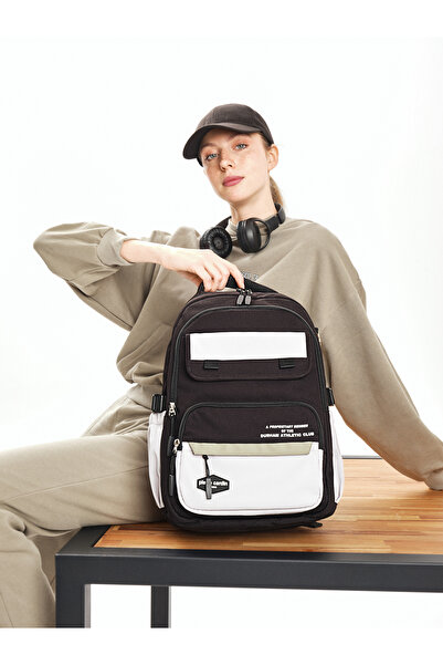 Pierre Cardin 185 School Bag Waterproof Multi-Compartment Black