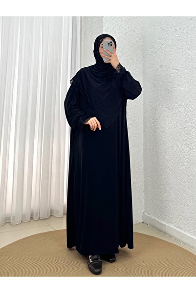MİHRA STORE Rochie specială de rugăciune din dantelă-MT1648 Negru