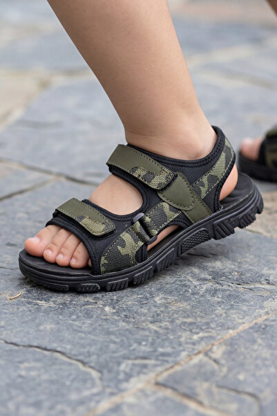 Liarca Nature Step - Αγορίστικα σανδάλια χακί με λεπτομέρεια καμουφλάζ και δι...