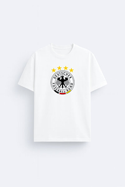 AYDESİGN Tricou alb din țesătură 100% bumbac, imprimat cu echipa germană de f...