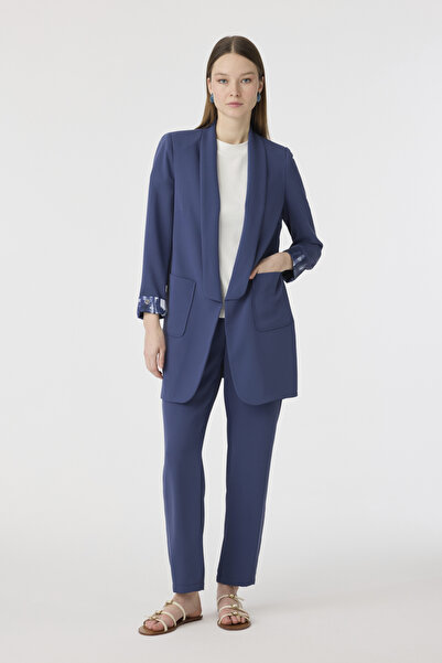 Zühre Shawl Collar Pocket Detailed Double Indigo Set 1103