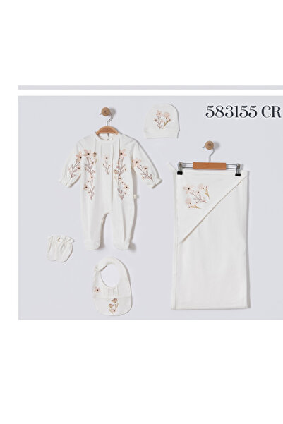 Baby shine طقم استقبال مولود بناتي تركي قطني100% - 5 قطع -3155