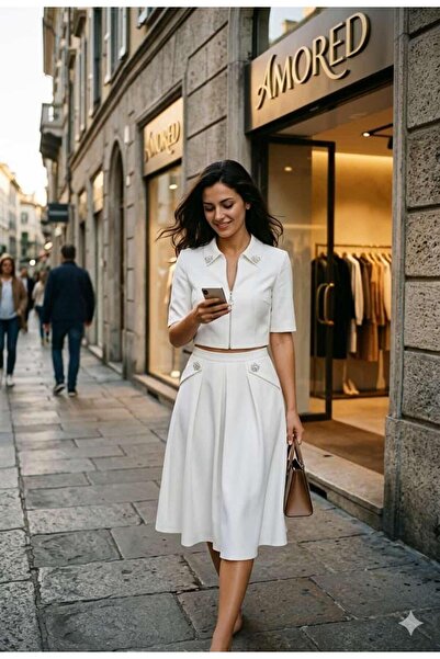 GIZZIANO Modern Kesim Midi Etekli İkili Takım