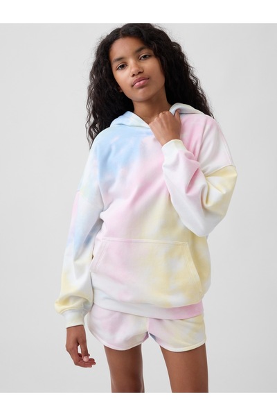 GAP Kız Çocuk Çok Renkli VintageSoft Havlu Kumaş Oversized Sweatshirt