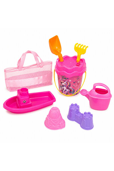 OEM Set jucarii nisip si plaja pentru copii, galetrusa unicorn, barcuta, lopa...