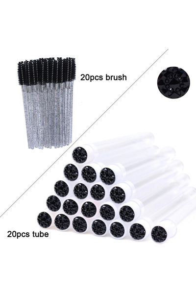 Choice1 20pcs Black 20Pcs Eyelash Brush Tubes With Crystal Lash Mascara Wands...
