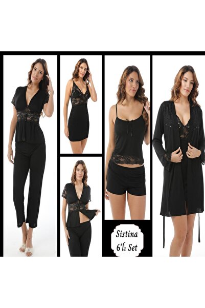 Viselya Nightgown, Dressing Gown, Dowry Set, Cotton Pajama Set, Set of 6