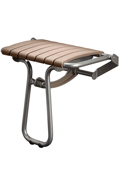 pellet Foldable shower bath chair, brown, with support leg, max 150 kg
