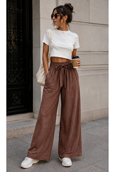Get Crazy Pantaloni largi din viscoză, cu centuri în talie