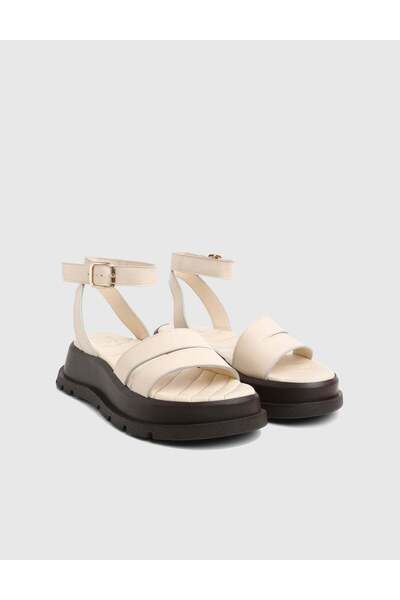 İLVİ Paloma Genuine Leather Cream Women's Sandals