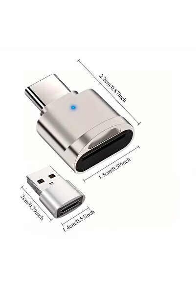 Choice silver 2-Pack Type C TF Reader • Zinc Alloy Shell • SD Card Reader • U...