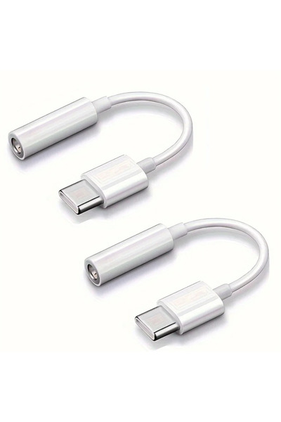 Choice White - 2pcs USB-C to 3.5mm Audio Headphone Cable Adapter Compatible w...