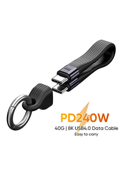 Choice3 0.13m Black PD 240W 40Gbps 8K@60Hz USB4 USB C To Type-C Cable Keychai...