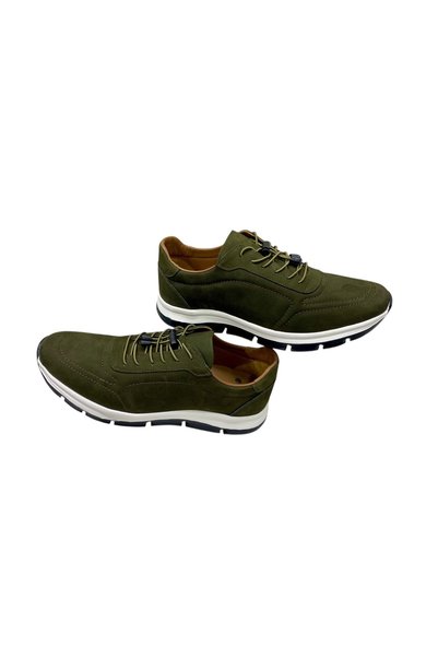 SULA Men's Rubber Lace-Up Leather Nubuck Khaki Inner Leather Lining Eva Sole Casual Shoes